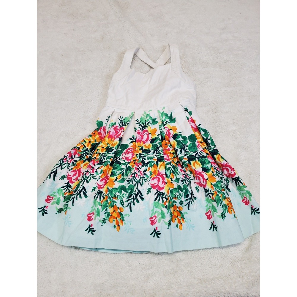 Janie and Jack White Watercolor Floral Sleeveless Halter Dress Girls 3 Kidcore